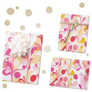 Abstract Retro Marble Pattern Pink Red Yellow  Sheets