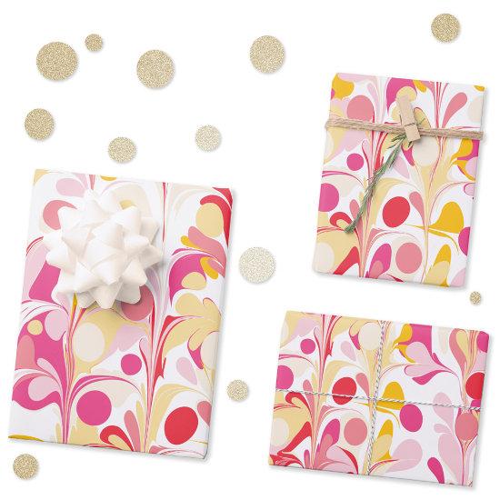 Abstract Retro Marble Pattern Pink Red Yellow  Sheets