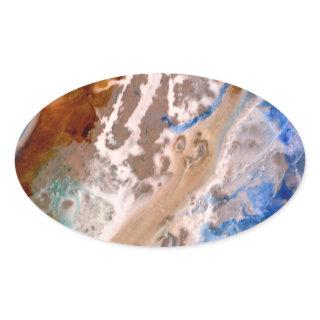 Abstract sandy beach pattern water foam pattern  oval sticker