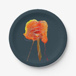 Abstract scribble floral flower modern art paper plates