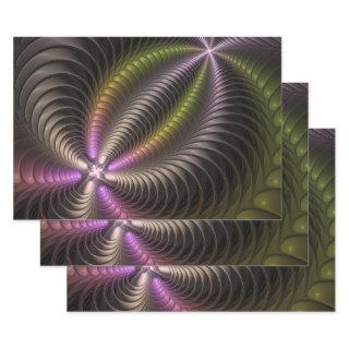 Abstract Shiny Trippy Colorful 3D Fractal Art  Sheets