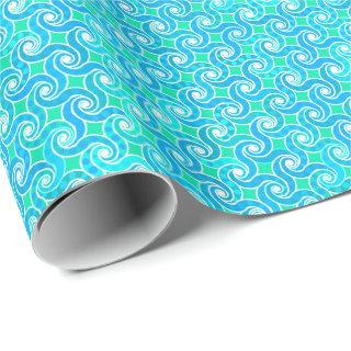 Abstract Swirl pattern - Blue, Jade green & White