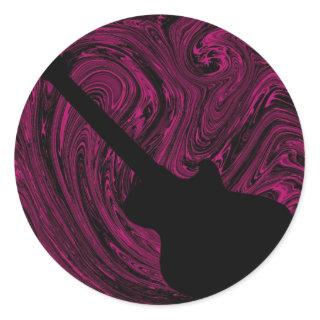Abstract Swirls Guitar Stickers, Magenta Classic Round Sticker