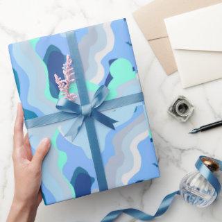 Abstract Symmetry with Flowing Curves Blue