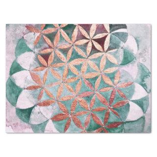 Abstract Teal Rose Gold Watercolor Rosette Pattern Tissue Paper