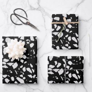 Abstract Terrazzo Mosaic Black and White Pattern    Sheets