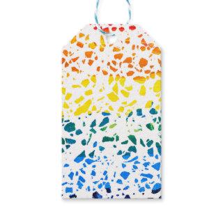Abstract Terrazzo Mosaic Colorful Rainbow Pattern Gift Tags