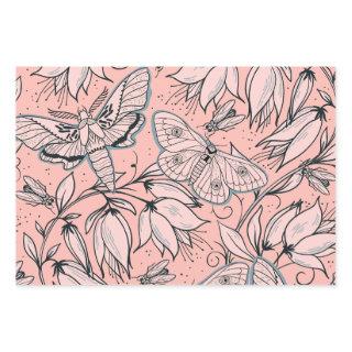 Abstract Vintage Pink Flowers and Bugs  Sheets