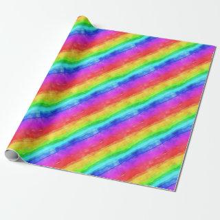 Abstract Watercolor Painted Stripes Rainbow
