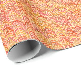 Abstract wave pattern - orange, coral and gold