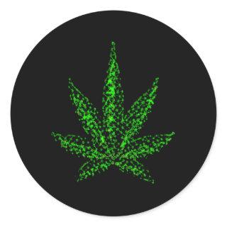 Abstract Weed Leaf Classic Round Sticker