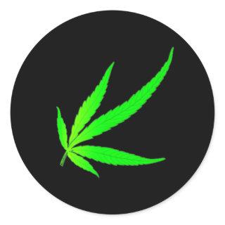 Abstract Weed Leaf Classic Round Sticker