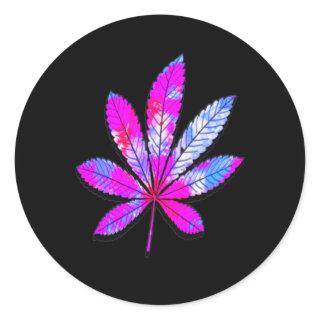 Abstract Weed Leaf Classic Round Sticker