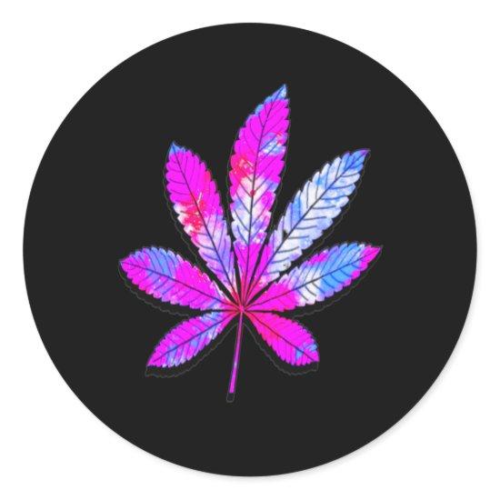 Abstract Weed Leaf Classic Round Sticker