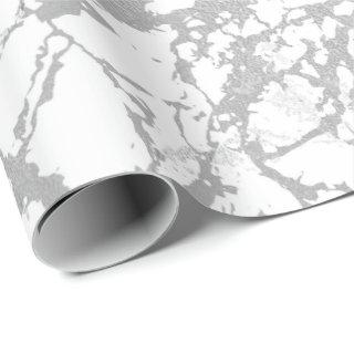 Abstract White Gray Marble Silver Carrara Shiny