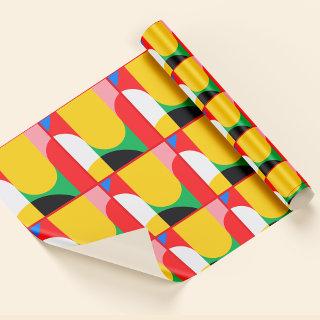Abstract Yellow Red  Bold Colors Geometric Pattern