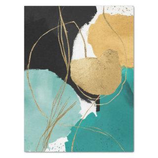 Abstract Zen Background Gold Black Green Decoupage Tissue Paper