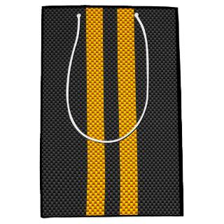 Accent Yellow Racing Stripes Carbon Fiber Style Medium Gift Bag