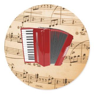 Accordion Music, popular design, Classic Round Sticker
