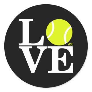 Ace Tennis LOVE Classic Round Sticker