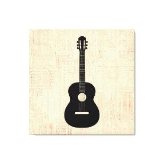 Acoustic Guitar Art Script Background Canvas Print