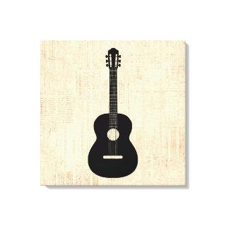 Acoustic Guitar Art Script Background Canvas Print