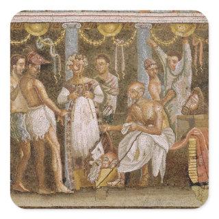 Actors rehearsing for a Satyr play, c.62-79 AD Square Sticker