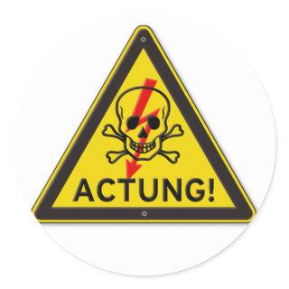 Actung Toxic Skull and Crossbones Warning Sign Classic Round Sticker