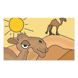 AD- Camel in the Desert Folk Art Rectangular Sticker