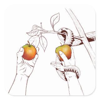 Adam and Eve Square Sticker
