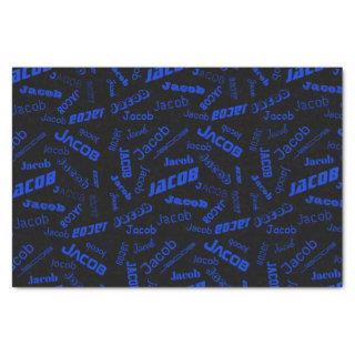 Add Any Name or Word | Blue & Black Tissue Paper