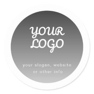 Add Logo | Dark Grey Gradient White Border Classic Round Sticker