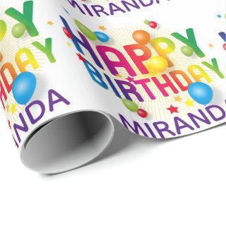 Add NAME Colorful Balloons Happy Birthday Gift