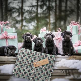 Add Name Labrador Puppy Mint Modern Christmas