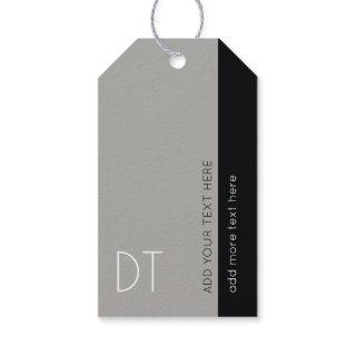 add name to a modern gray gift tags