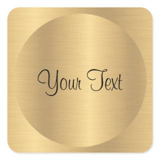 Add Text Faux Gold Metallic Look Template Custom Square Sticker