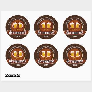 Add Text Name Year Oktoberfest Party 20xx   Classic Round Sticker