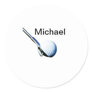 Add you name text golf ball club sports equipment  classic round sticker