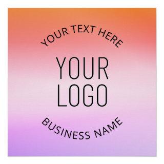 Add Your Logo | Colorful Sunset Gradient Colors  Poster