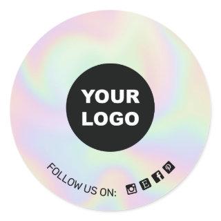 Add Your Logo Holograph Social Media Icons Classic Round Sticker