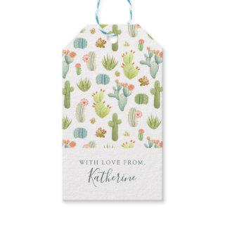 Add Your Name | Cute Cactus Standing Pattern Gift Tags