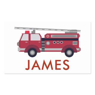 Add Your Name Red Fire truck Personalized Rectangular Sticker