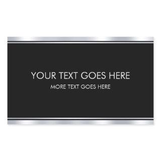 Add Your Name Text Modern Elegant Black And Silver Rectangular Sticker