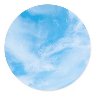 Add Your Text Blank Template Blue Sky Clouds Classic Round Sticker