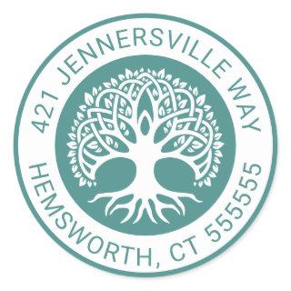 Add Your Text | Celtic Tree Address Classic Round Sticker
