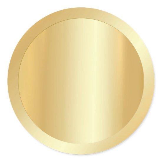 Add Your Text Custom Blank Template Faux Gold Classic Round Sticker