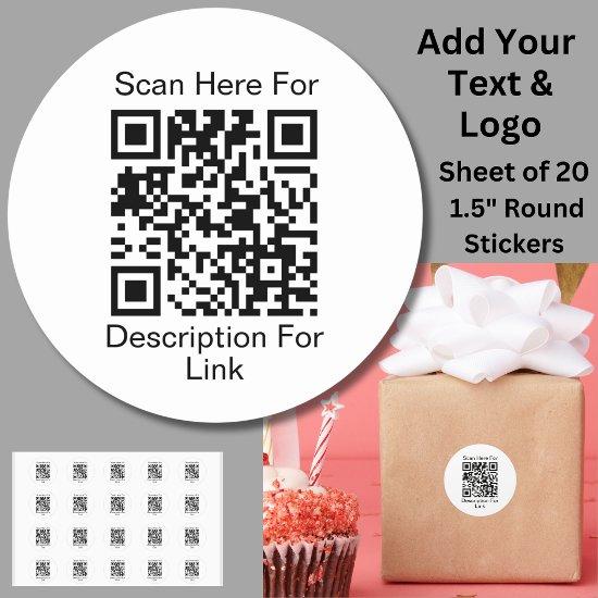 Add Your Website Link URL -  Scan QR Code on white Classic Round Sticker