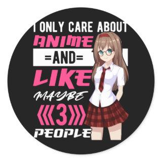 Addicted Anime Girl Otaku Cute Manga Classic Round Sticker