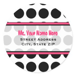 Address Label - Black Polka Dot