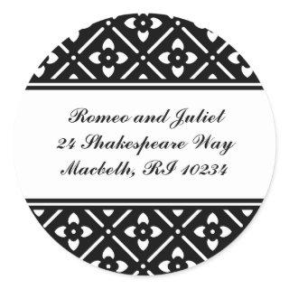 Address Label with Lotus Square Pattern